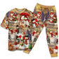 Snowman Couple Christmas Short Sleeve Pajamas Set For Christmas Mornings And Relaxed Lounging