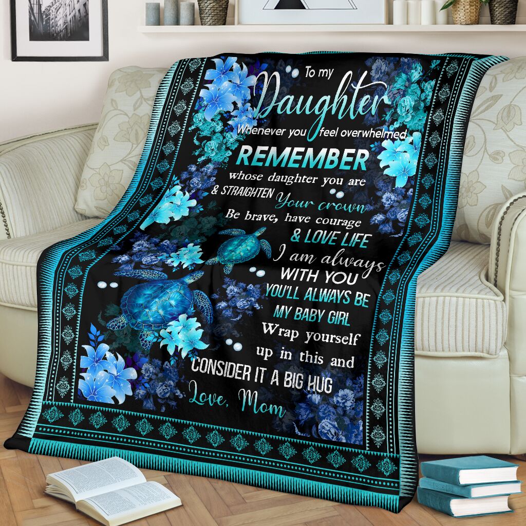 Turtle To My Daughter Turtle Sea Flannel Blanket For Cozy Bedroom Sofa Decor