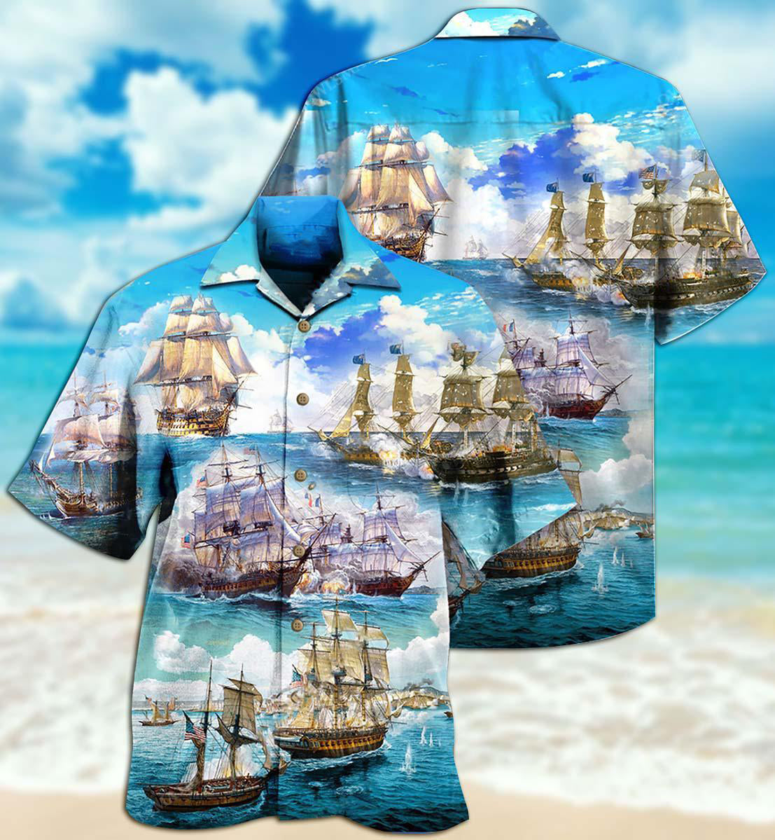 Sailing Sea Hawaiian Shirt Artwork Detail For Tropical Trips And Casual Outings