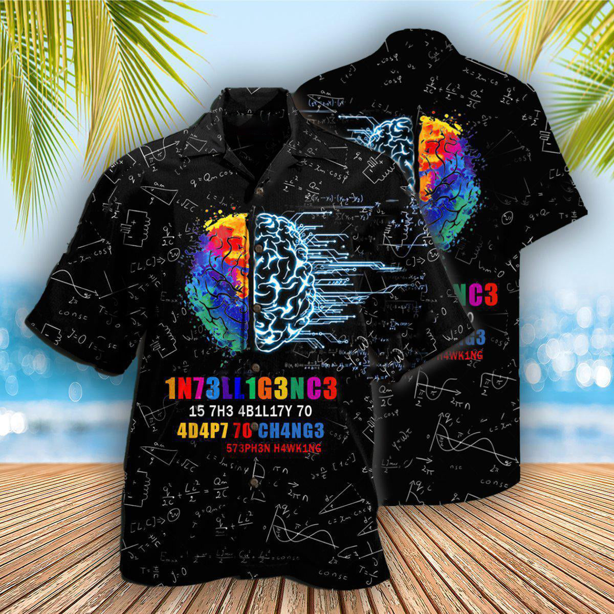 Abstract Intelligence Pattern Hawaiian Shirt With All Over Print For Island Holidays Summer Parties And Casual Outdoor Wear