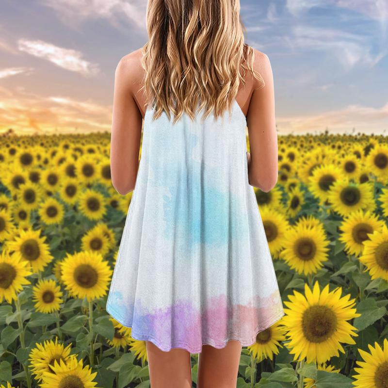Elephant Loves Life Is Beautiful V-Neck Sleeveless Cami Dress For Beach Trips And Charming Warm Weather Outfits