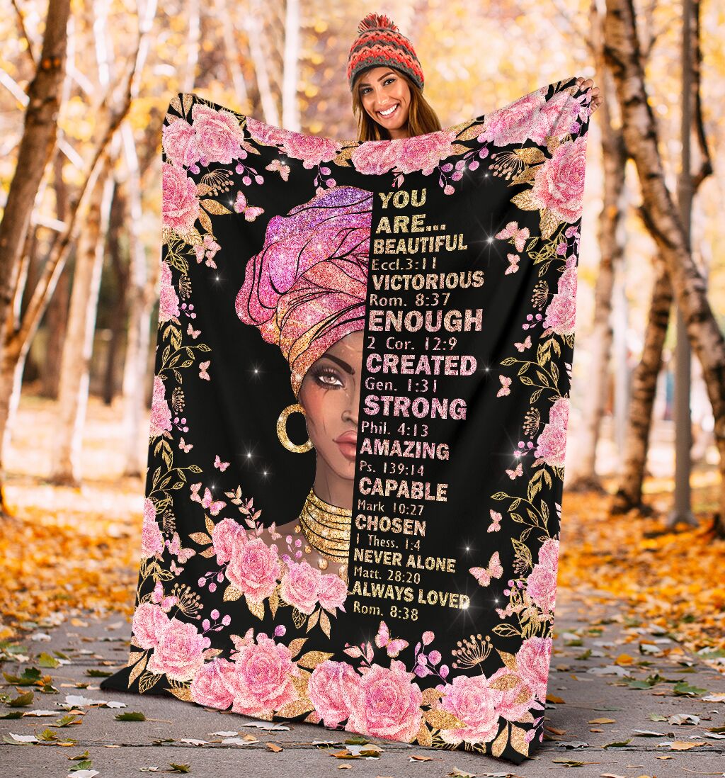 Black Woman God Says You Are African American Flannel Blanket For Cozy Bedroom Sofa Decor