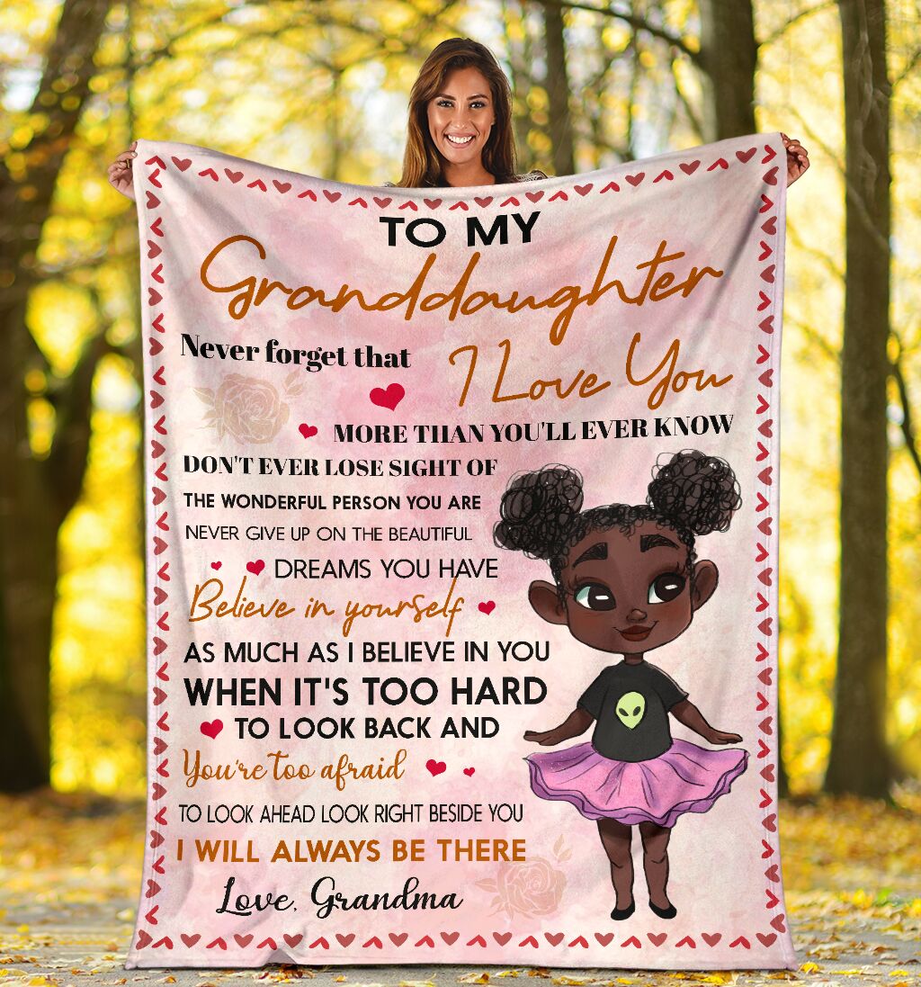 Black Girl To My Granddaughter African Flannel Blanket For Cozy Bedroom Sofa Decor