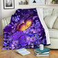Butterfly With Purple Flowers Flannel Blanket For Cozy Bedroom Sofa Decor