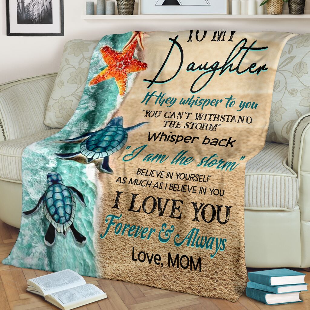 Turtle To My Daughter Flannel Blanket For Cozy Bedroom Sofa Decor