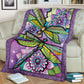 Dragonfly With Beautiful Flower Flannel Blanket For Cozy Bedroom Sofa Decor