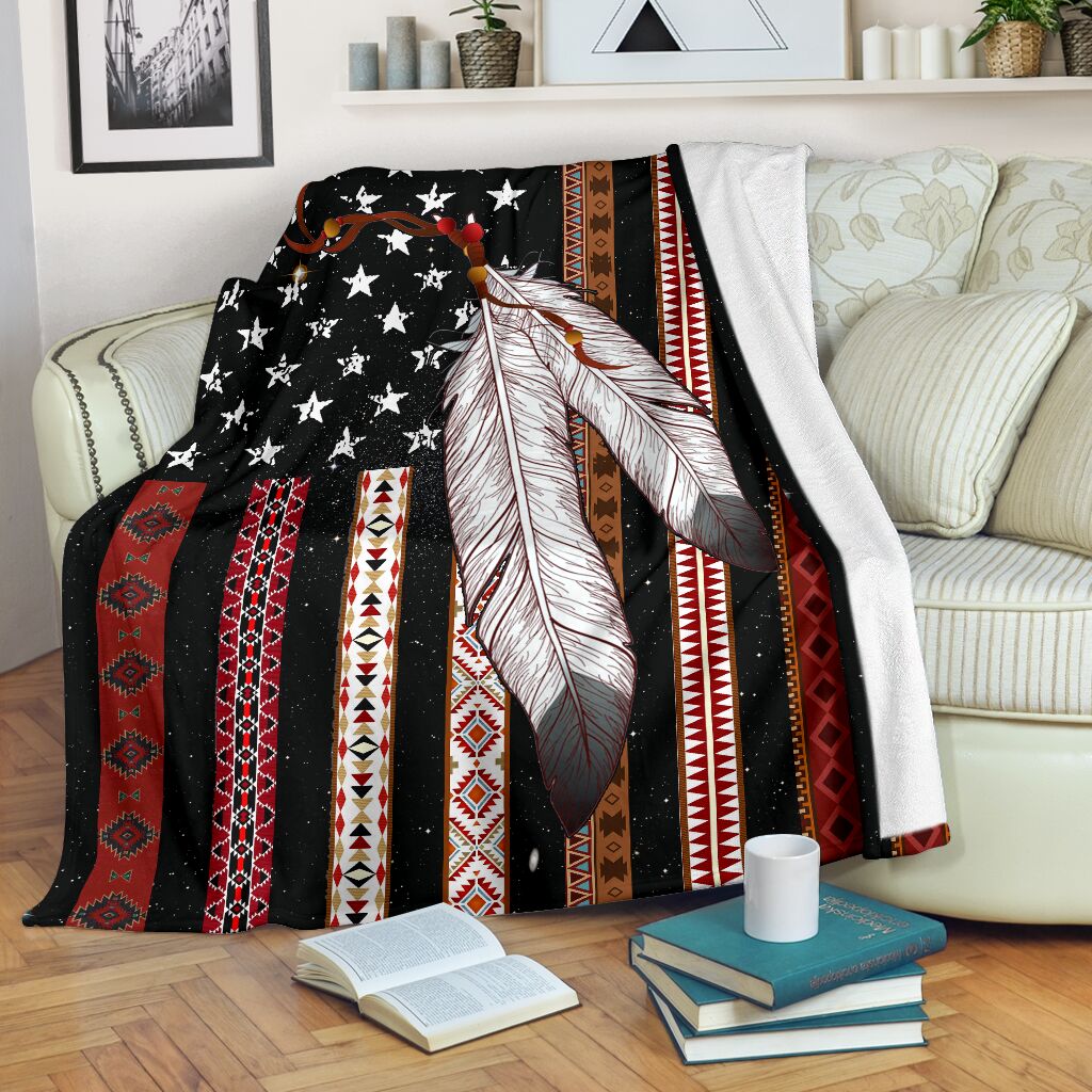 Native American Flag Native American Flannel Blanket For Cozy Bedroom Sofa Decor