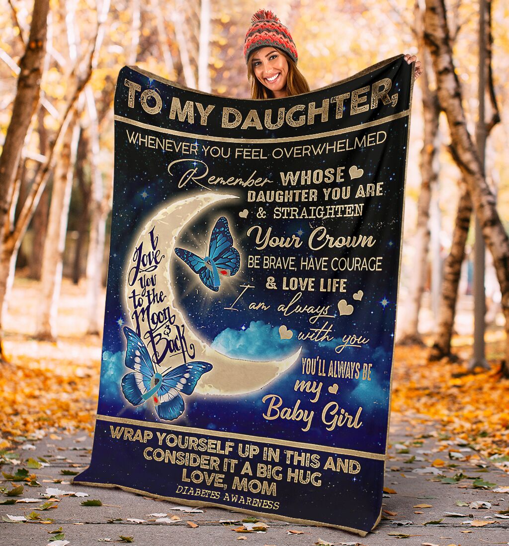 Diabetes Awareness Daughter Butterfly Flannel Blanket For Cozy Bedroom Sofa Decor