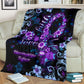 Flower Faith Hope Love Fibromyalgia Awareness Flannel Blanket For Cozy Bedroom Sofa Decor