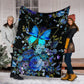 Butterfly With Blue Flowers Flannel Blanket For Cozy Bedroom Sofa Decor