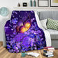 Butterfly With Purple Flowers Flannel Blanket For Cozy Bedroom Sofa Decor
