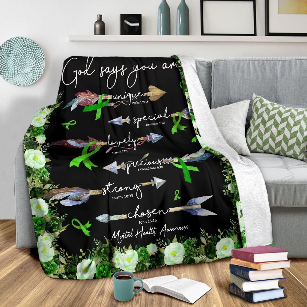 God Says You Are Mental Health Awareness Flannel Blanket For Cozy Bedroom Sofa Decor