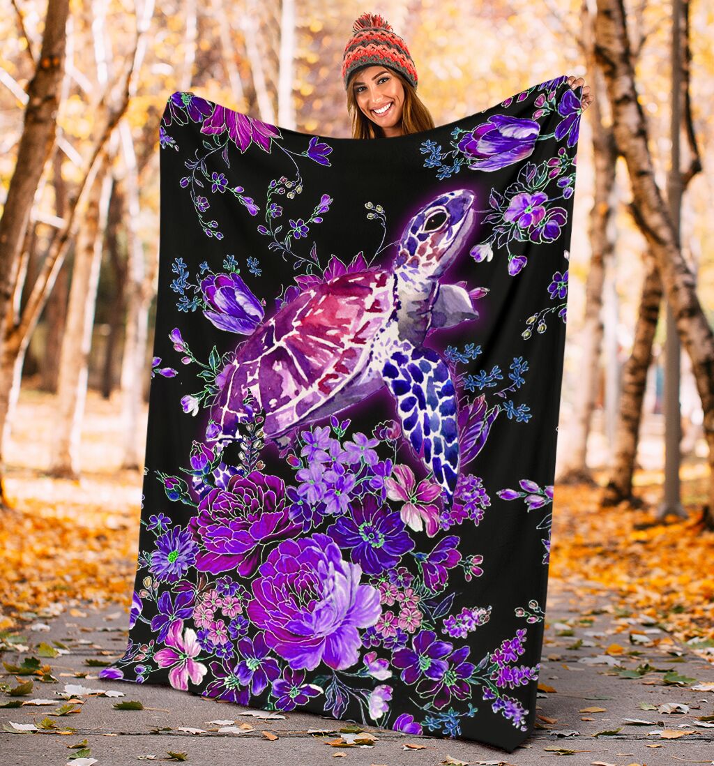 Turtle Purple Turtle Flannel Blanket For Cozy Bedroom Sofa Decor