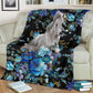 Horse Blue Floral Flannel Blanket For Cozy Bedroom Sofa Decor