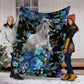 Horse White Horse Blue Flower Flannel Blanket For Cozy Bedroom Sofa Decor
