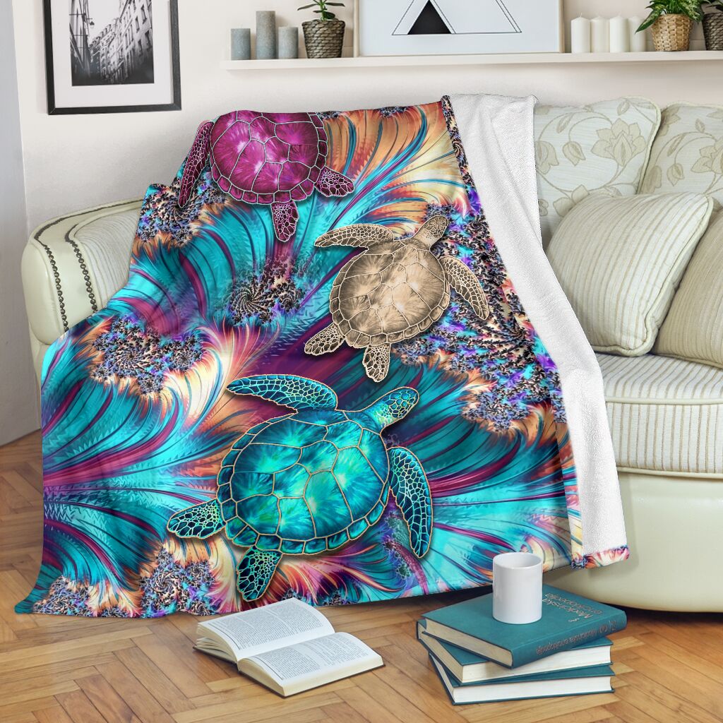 Turtle Magic Flannel Blanket For Cozy Bedroom Sofa Decor