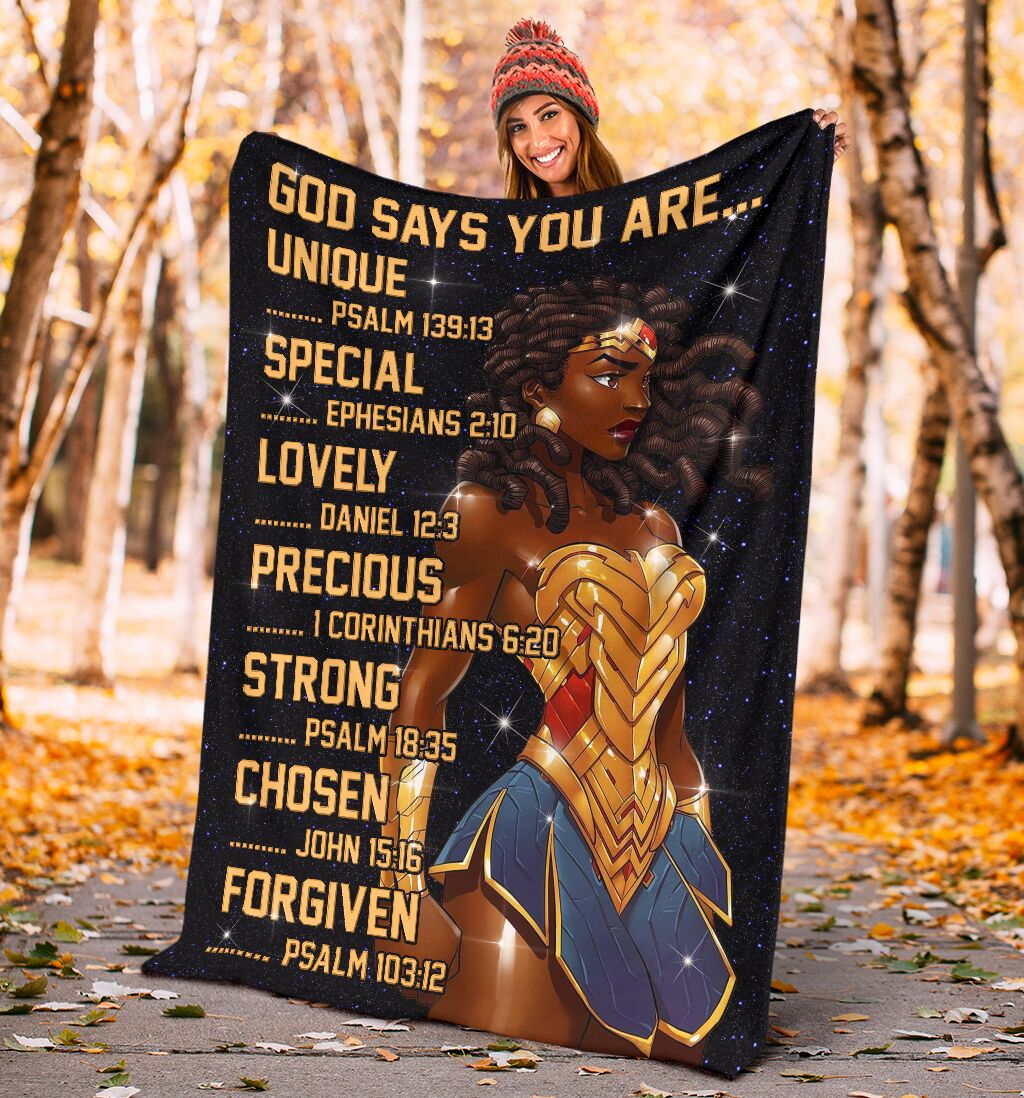 Black Girl God Says You Are African American Flannel Blanket For Cozy Bedroom Sofa Decor
