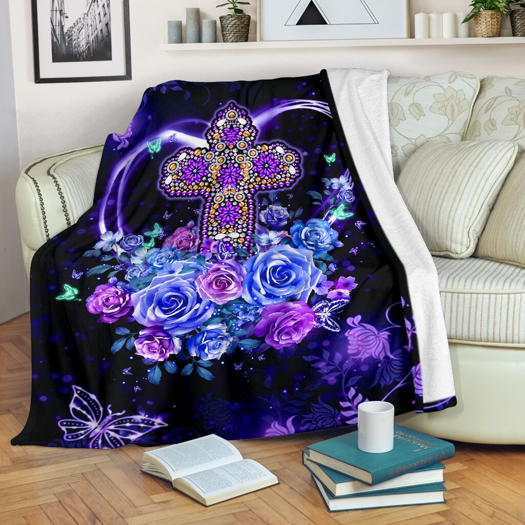 God Love God Christian Rose Flannel Blanket For Cozy Bedroom Sofa Decor