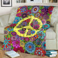 Hippie Colorful Hippie Peace Flannel Blanket For Cozy Bedroom Sofa Decor