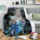 Horse White Horse Blue Flower Flannel Blanket For Cozy Bedroom Sofa Decor