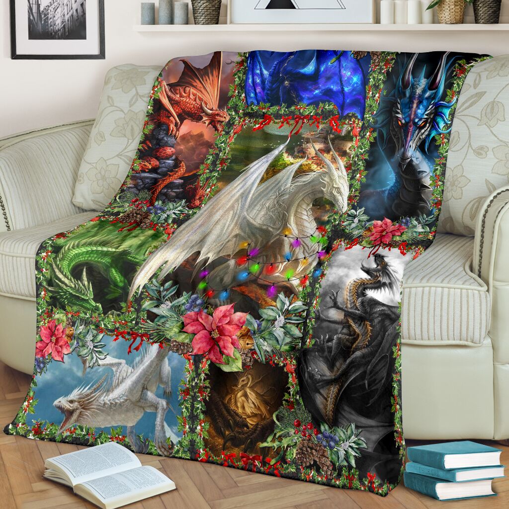 Dragon Christmas Flannel Blanket For Cozy Bedroom Sofa Decor