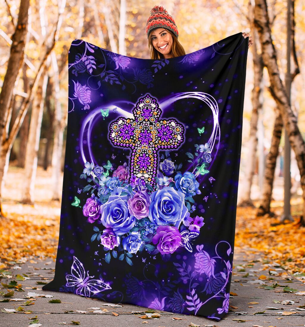 God Love God Christian Rose Flannel Blanket For Cozy Bedroom Sofa Decor
