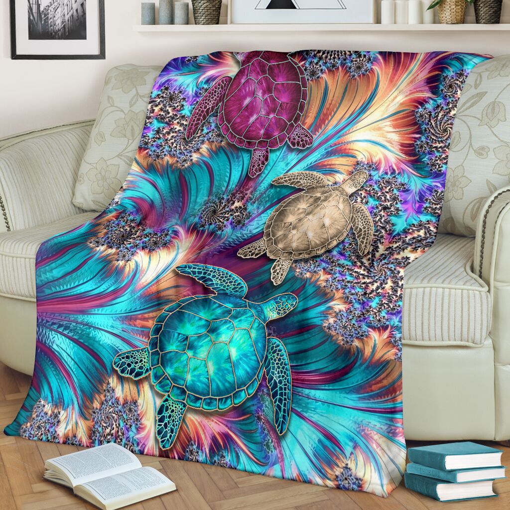 Turtle Magic Flannel Blanket For Cozy Bedroom Sofa Decor