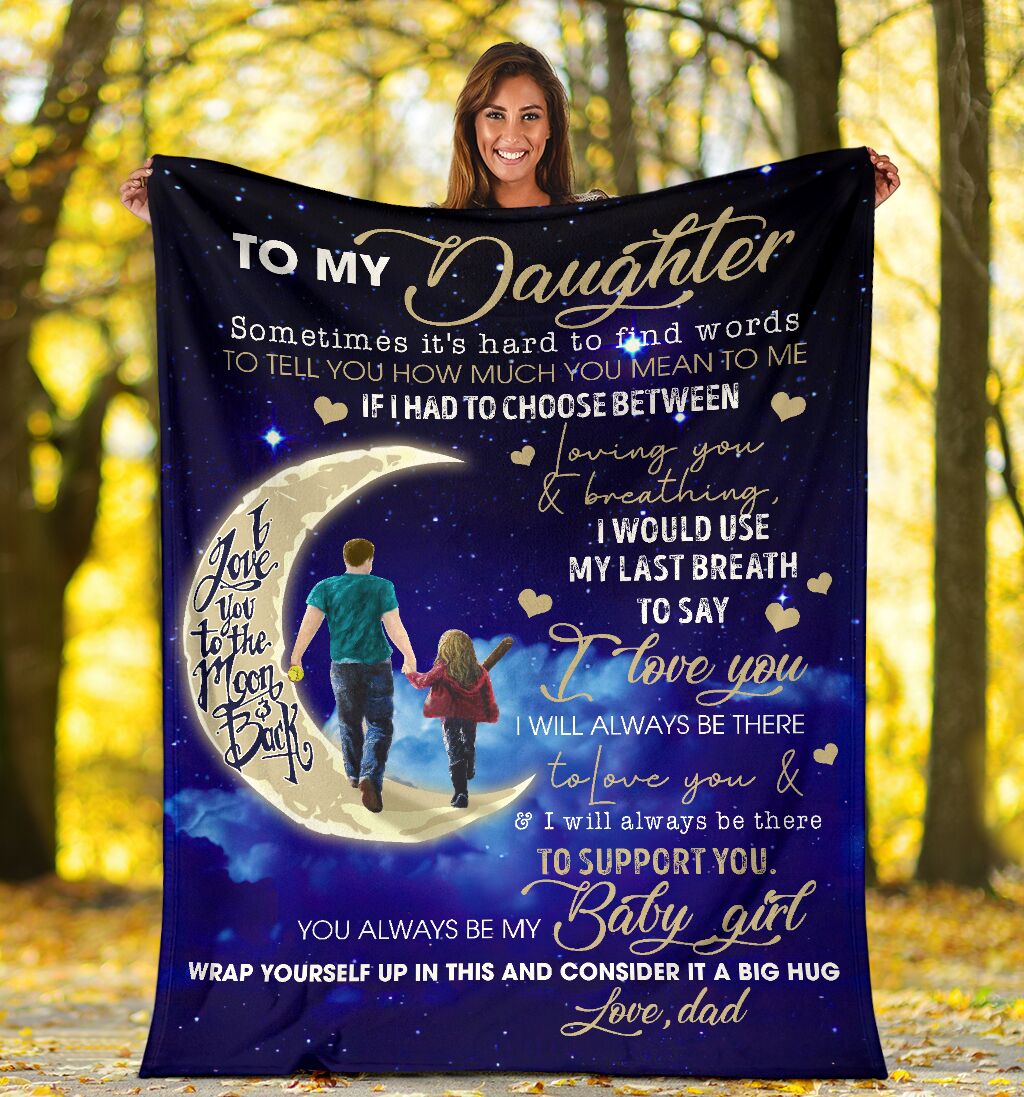 Family Dad To My Daughter Flannel Blanket For Cozy Bedroom Sofa Decor