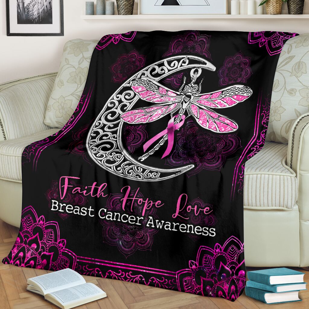 Breast Cancer Awareness Butterfly Flannel Blanket For Cozy Bedroom Sofa Decor