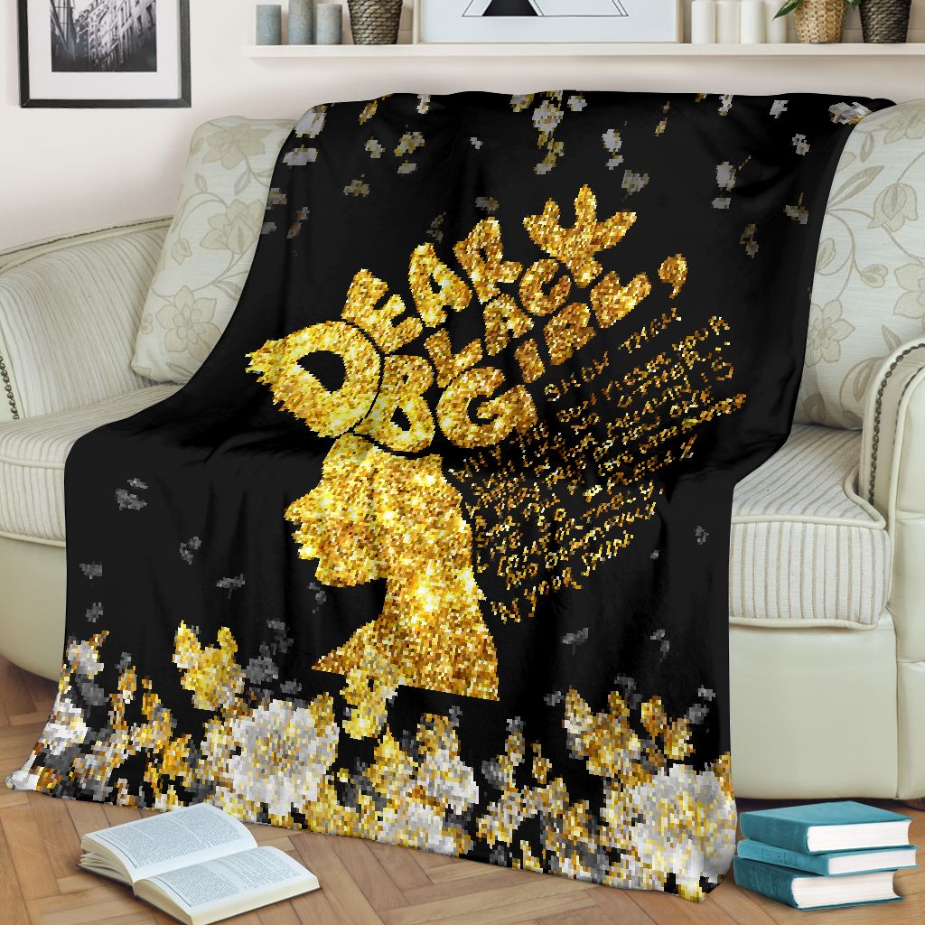 Black Girl Dear Black Girl Faux Glitter Print African American Flannel Blanket For Cozy Bedroom Sofa Decor