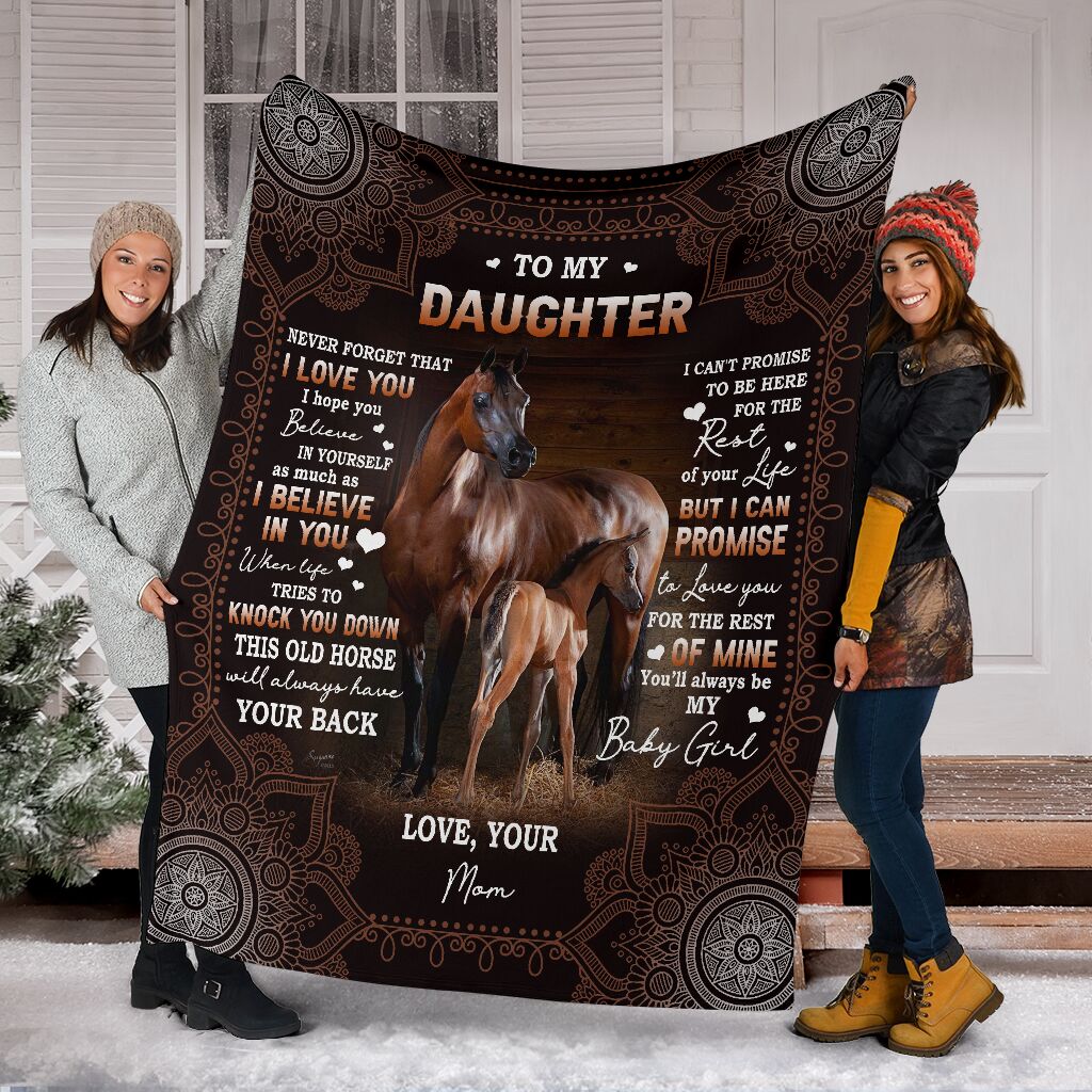 Horse To My Daughter Love Your Mom Flannel Blanket For Cozy Bedroom Sofa Decor