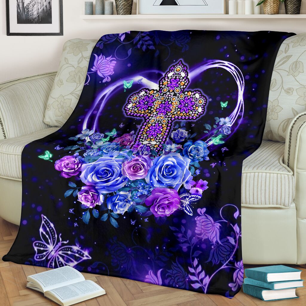 God Love God Christian Rose Flannel Blanket For Cozy Bedroom Sofa Decor