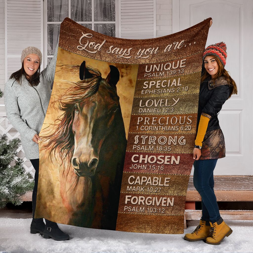Horse God Says You Are Leather Pattern Flannel Blanket For Cozy Bedroom Sofa Decor