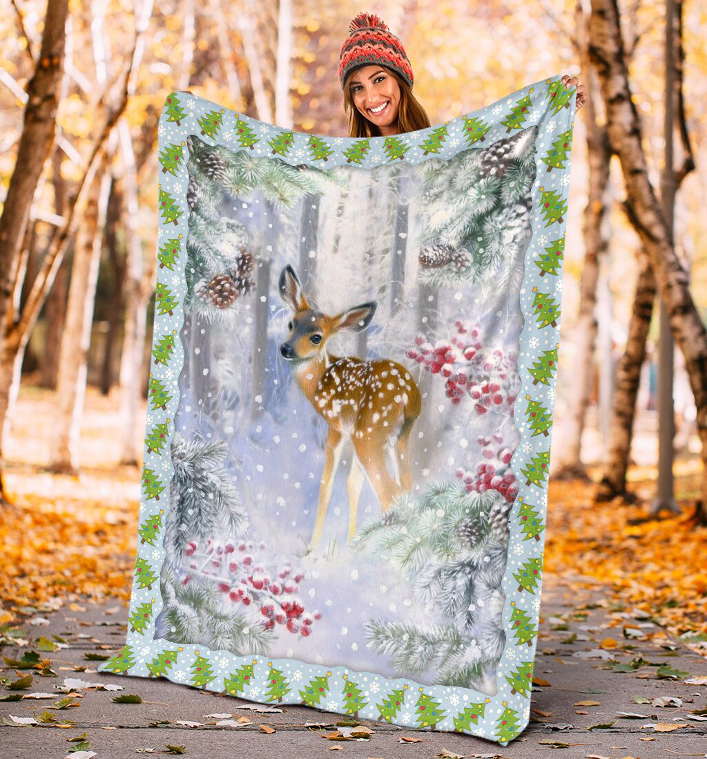 Hunting Deer Christmas Flannel Blanket For Cozy Bedroom Sofa Decor