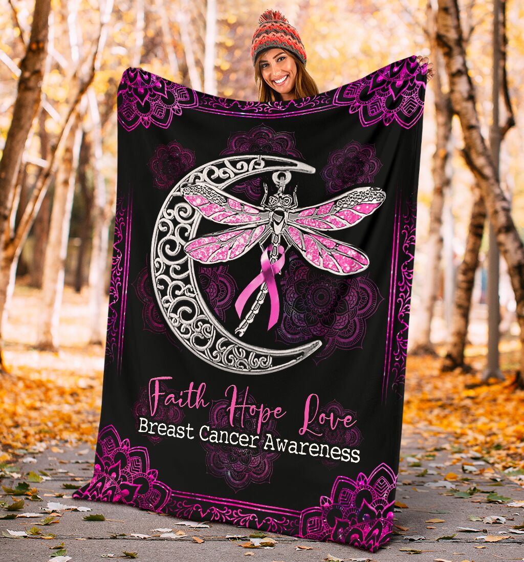 Breast Cancer Awareness Butterfly Flannel Blanket For Cozy Bedroom Sofa Decor