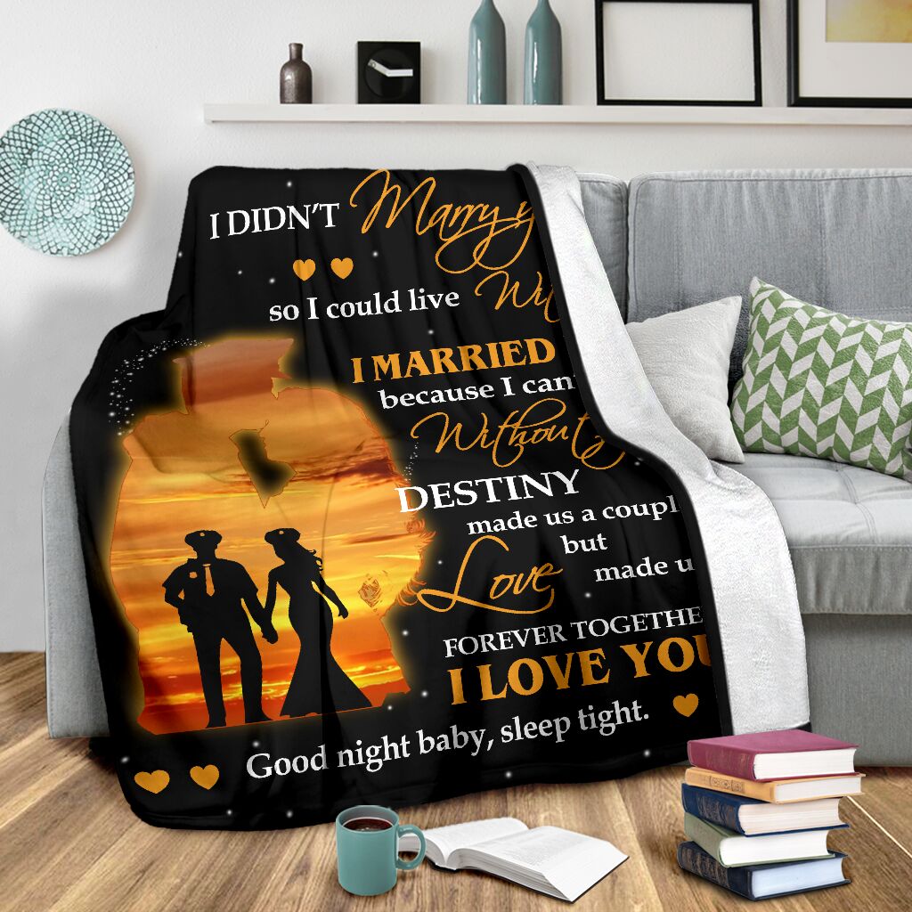 Police To My Husband Fathers Day Officer Flannel Blanket For Cozy Bedroom Sofa Decor