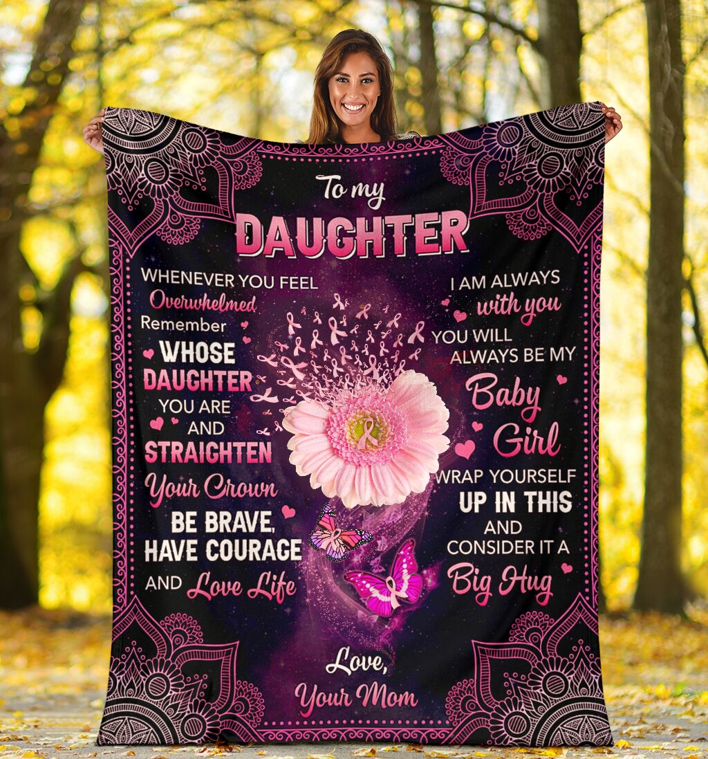 Breast Cancer To My Daughter Be Brave Flannel Blanket For Cozy Bedroom Sofa Decor