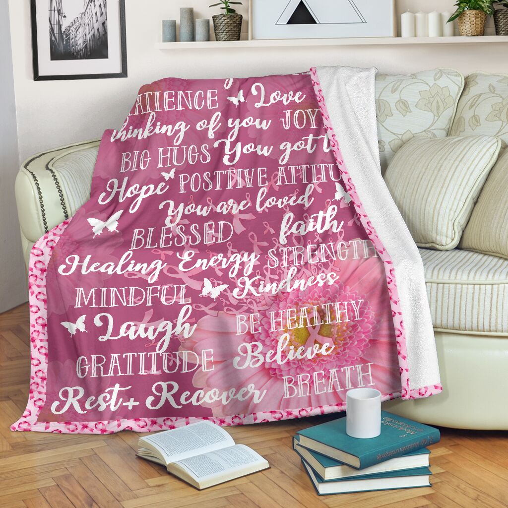 Breast Cancer Warrior Breast Cancer Awareness Flannel Blanket For Cozy Bedroom Sofa Decor
