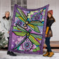 Dragonfly With Beautiful Flower Flannel Blanket For Cozy Bedroom Sofa Decor