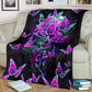 Skull Butterfly Pink Flannel Blanket For Cozy Bedroom Sofa Decor