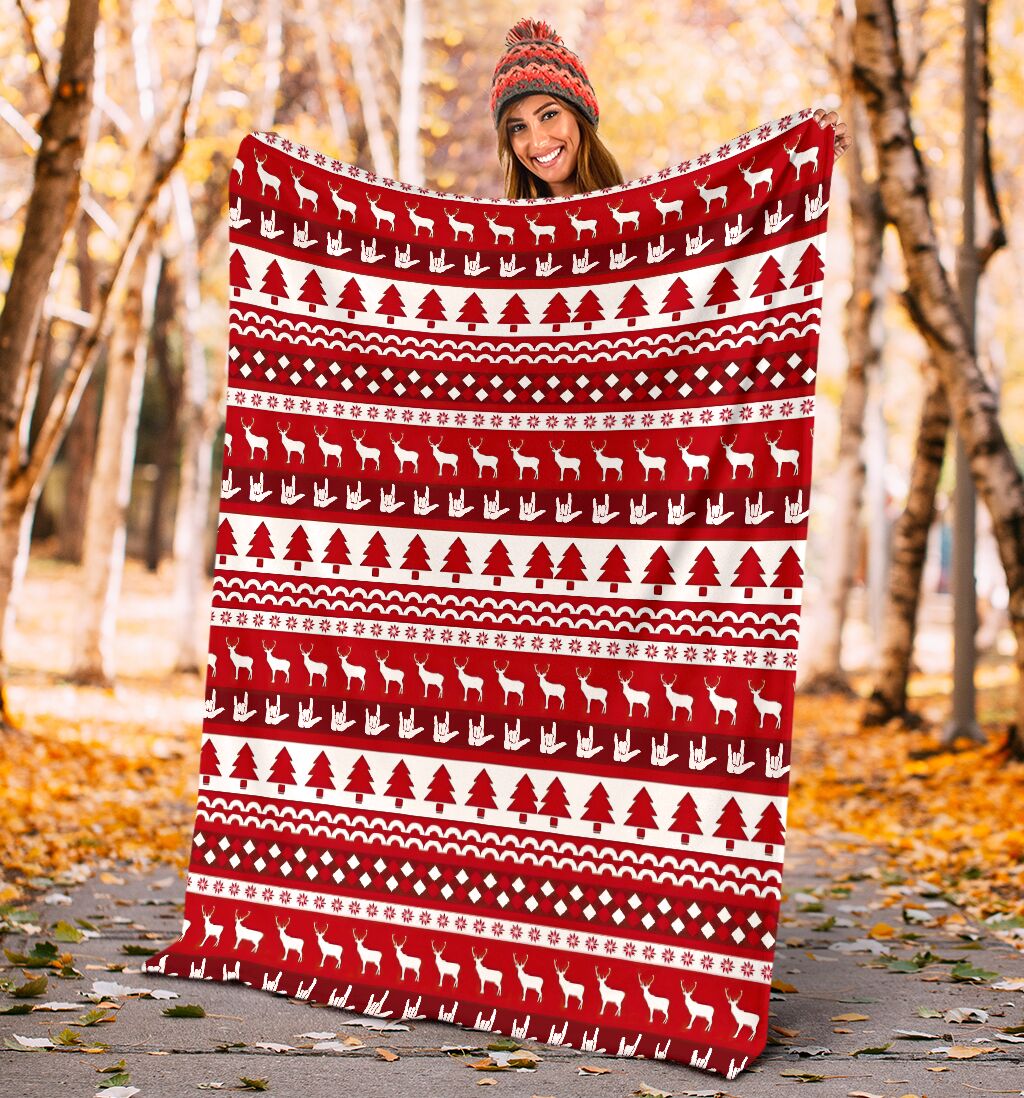 Asl Christmas Red Pattern Flannel Blanket For Cozy Bedroom Sofa Decor