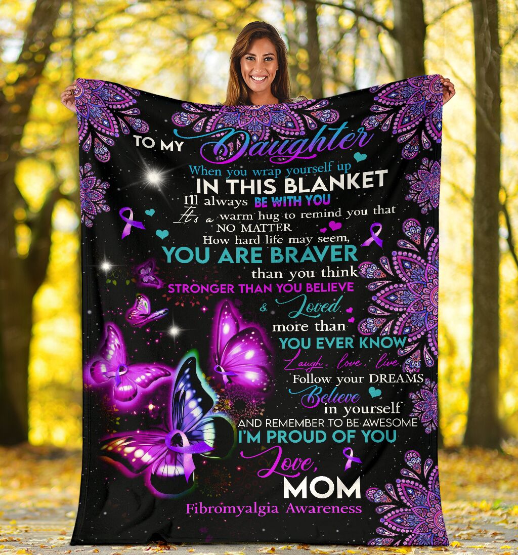 Fibromyalgia Awareness Butterfly Flannel Blanket For Cozy Bedroom Sofa Decor