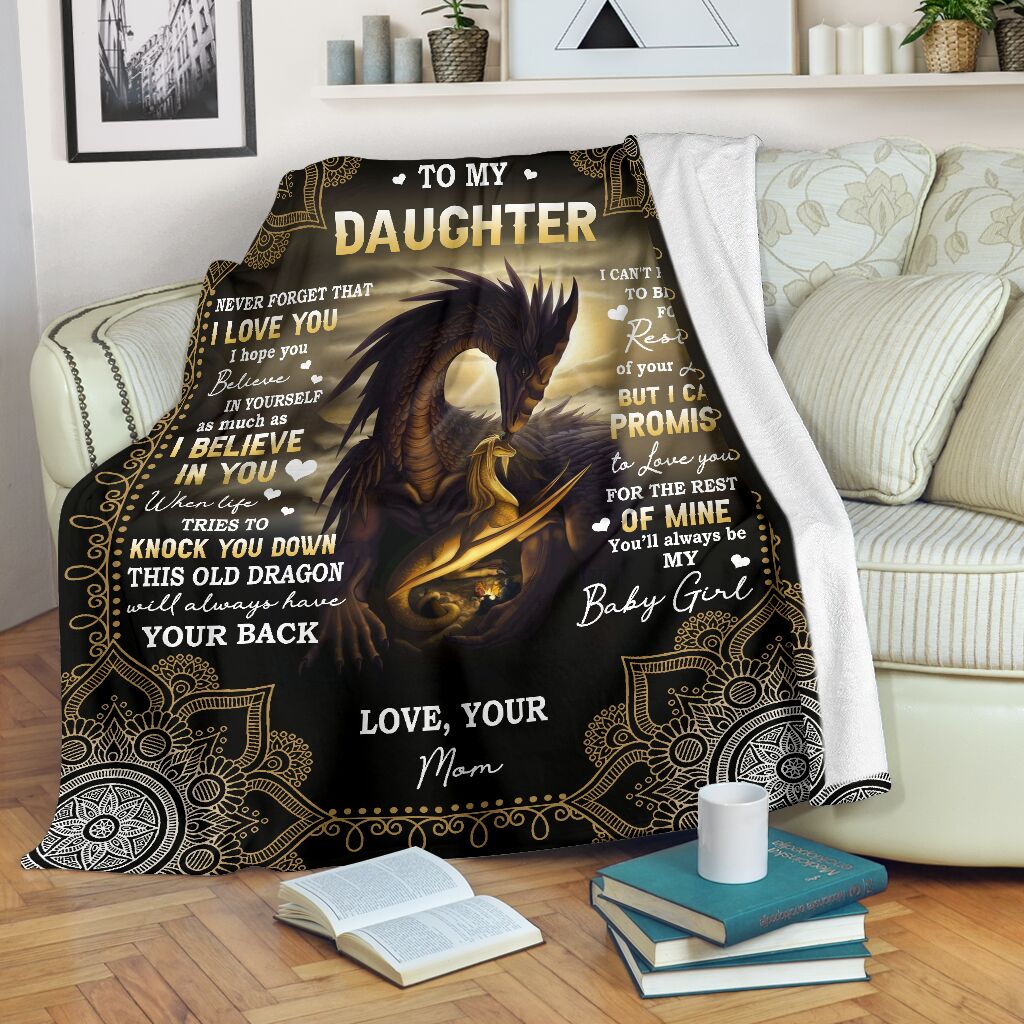 Dragon To My Daughter I Believe In You I Love You Flannel Blanket For Cozy Bedroom Sofa Decor