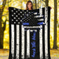 Police Officer Back The Blue Love Life Flannel Blanket For Cozy Bedroom Sofa Decor