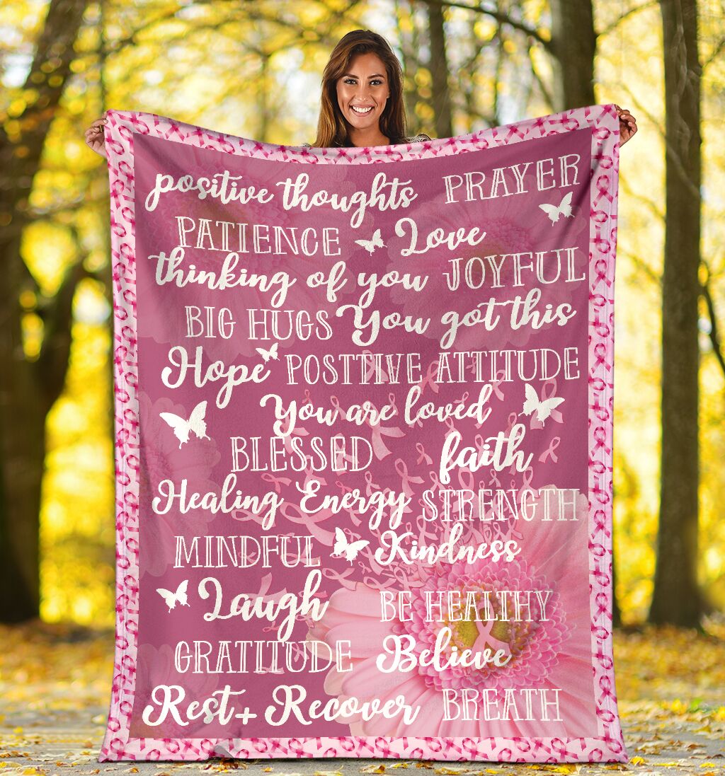 Breast Cancer Warrior Breast Cancer Awareness Flannel Blanket For Cozy Bedroom Sofa Decor