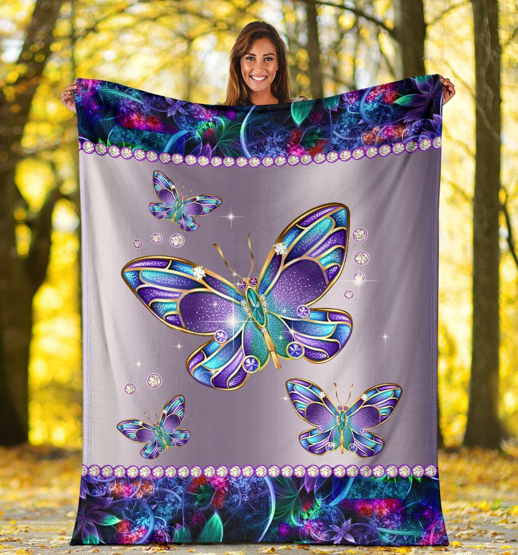 Butterfly Metal Pattern Flannel Blanket For Cozy Bedroom Sofa Decor