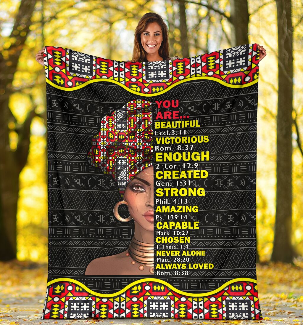 Black Girl God Says You Are African American Strong Flannel Blanket For Cozy Bedroom Sofa Decor