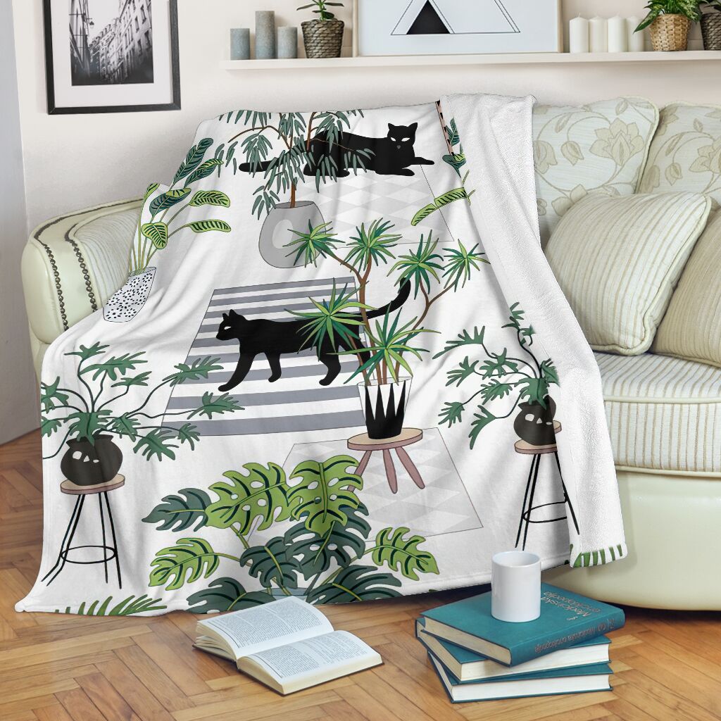 Cat Lovely Black Cats Flannel Blanket For Cozy Bedroom Sofa Decor