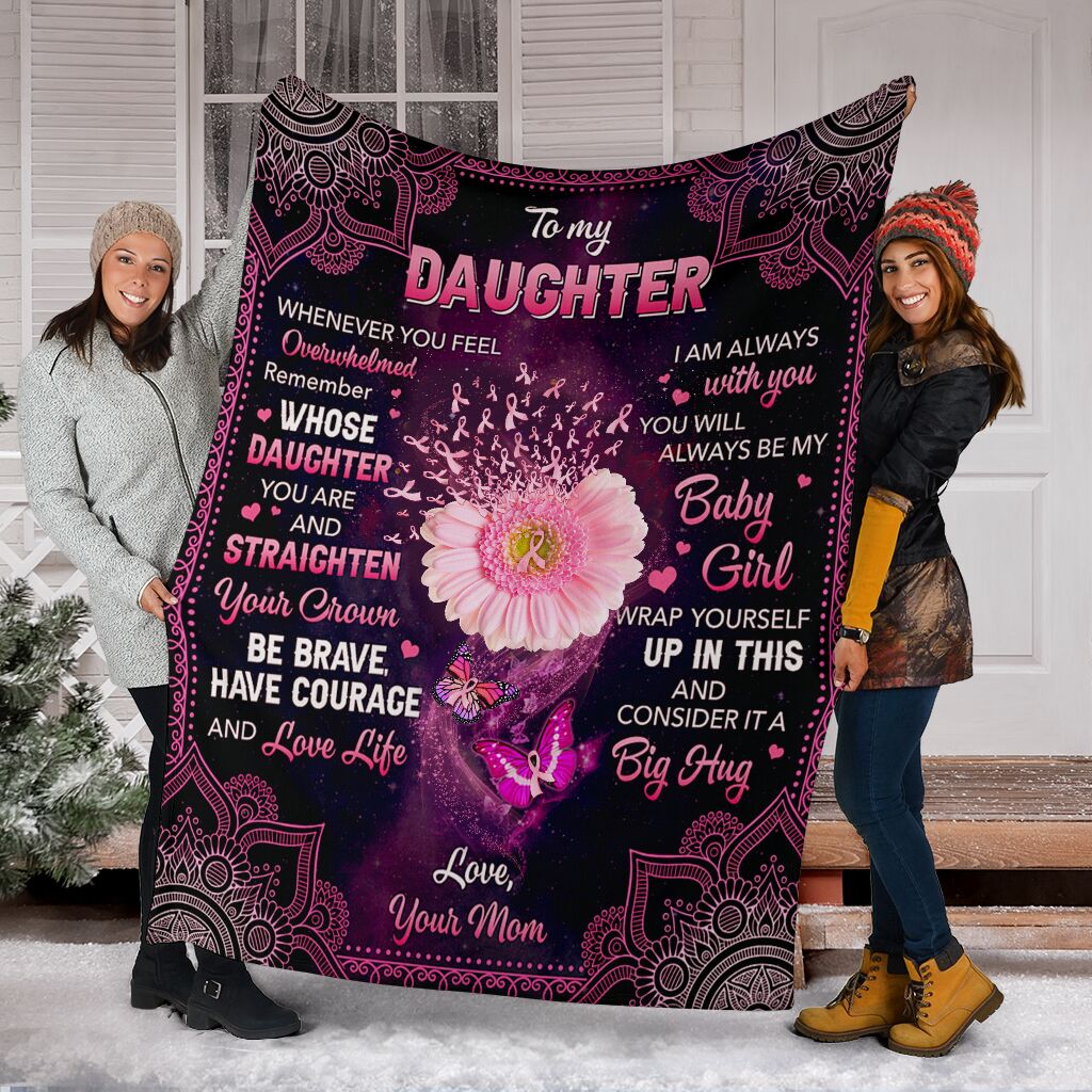 Breast Cancer To My Daughter Breast Cancer Awareness Flannel Blanket For Cozy Bedroom Sofa Decor