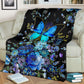 Butterfly With Blue Flowers Flannel Blanket For Cozy Bedroom Sofa Decor